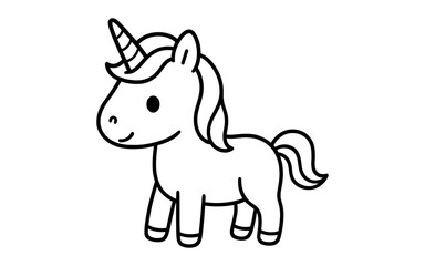 Fototapeta premium Cute kawaii unicorn outline for children’s coloring and nursery decor