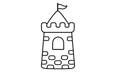 Fototapeta premium Medieval castle tower outline with flag