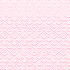 青海波パターン・和モダンのデザインペーパー（ピンク）ー 繰り返し使いやすい和柄のグラフィック素材。デザインペーパー、ポストカード、メッセージカード、マスキングシールブックタイプ、フレークシール、手帳デコ素材、包装紙、紙袋に最適。手拭い・ハンカチ・ミニタオル、箸、湯呑み、マグカップ、皿、キッチンクロス、キッチン雑貨にも。