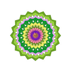 Vibrant geometric mandala illustration with colorful symmetrical pattern, showcasing abstract artistic design and spiritual harmony, perfect for decorative backgrounds