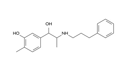 cliropamine molecule, structural chemical formula, ball-and-stick model, isolated image cardiac stimulants © Сергей Шиманович