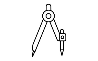 Outline drawing of geometric compass for design and architecture projects