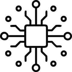 Microchip Technology With Glowing Nodes Icon
