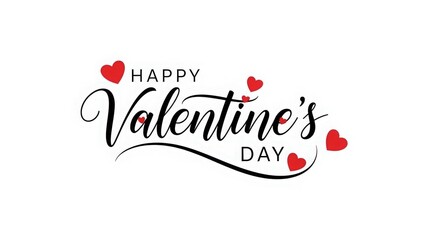 Happy valentine's day calligraphic text with red hearts design