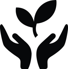 Hands Holding Plant Bold Icon
