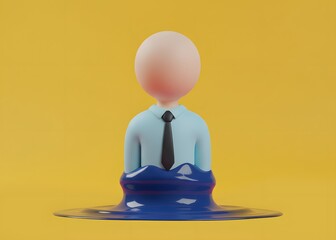 An office worker melts under stress and strain. The concept of exhaustion and burnout at work. Workplace stress, employee well-being and corporate pressure.