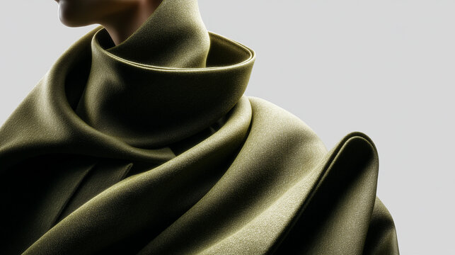 Woman in oversized wool coat in olive green