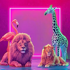 Neon Safari Digital Artwork