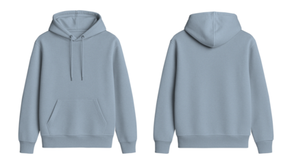 Ballad Blue Hoodie Mockup Front and Back View on Transparent Background