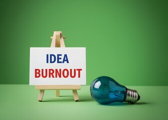 Idea burnout concept. Creative fatigue and loss of inspiration. Mental health and workplace stress. Productivity and creative industry burnout awareness.