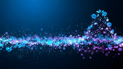 Dynamic abstract network with vibrant glowing particles, creating a futuristic and interconnected digital