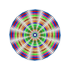 Abstract Radial Geometric Pattern with Colorful Diamonds and Squares