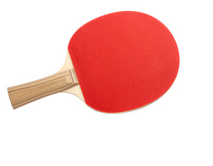  Flat lay red ping pong racket paired with white ball minimal sports setup isolated on transparent background PNG