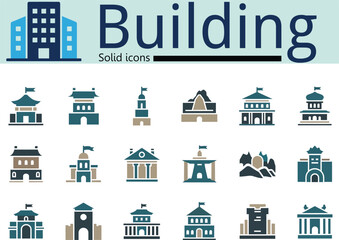 Naklejka premium Collection of flat design building icons for architecture and city concepts