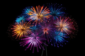 Fototapeta premium Firework fireworks black background illuminated.