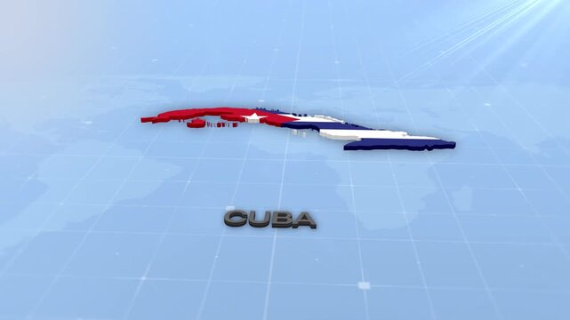 Cuba Geographic Map and Flag Animated Motion Graphic Background | Cuba Map Animation