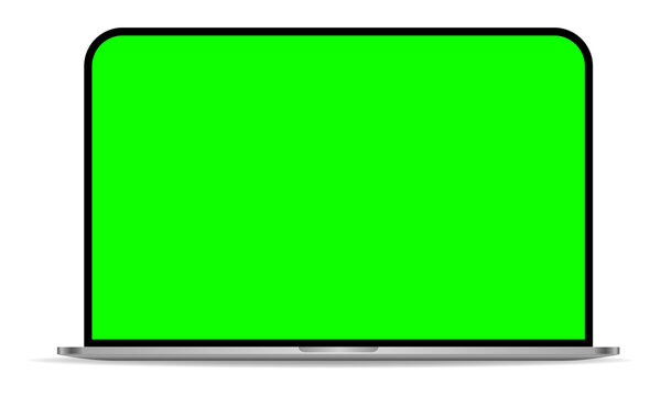 Grey laptop with green screen