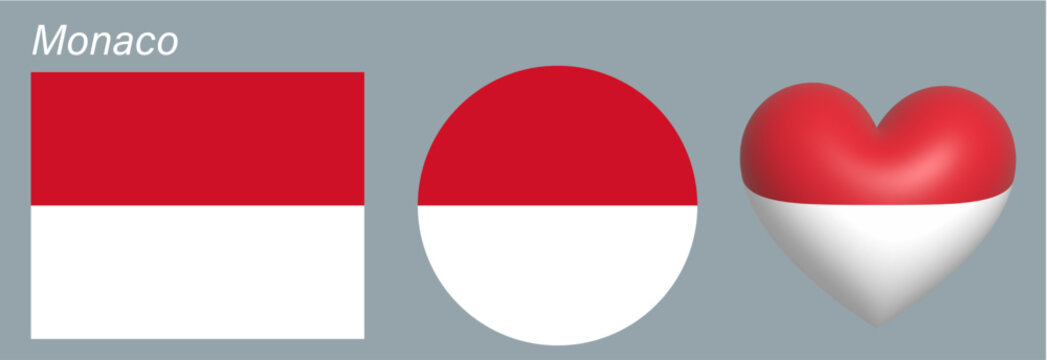 set of Monaco flag icon vector illustration 