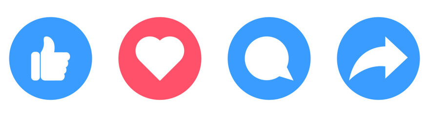 Thumb up, heart, comment, repost icons