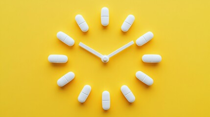 White Tablets Arranged Like Clock Hands