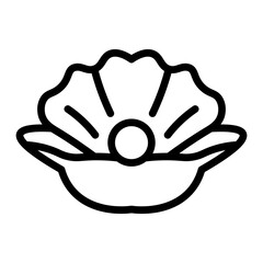 Shell With Pearl Vector Line Icon Design