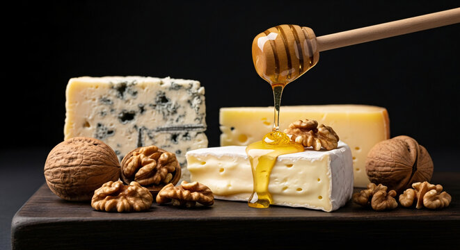 Gourmet Cheese Platter: Exquisite pairings with honey and walnuts for home tastings