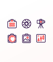 Photography and camera settings icon set