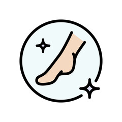 Foot care color icon. Foot hygiene, Healthy feet, Foot treatment, Podiatrist, Podiatry icons, Pedicure icons, Foot cream. Simple vector illustration.