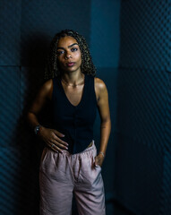 A Black Brasilian Woman at music Studio