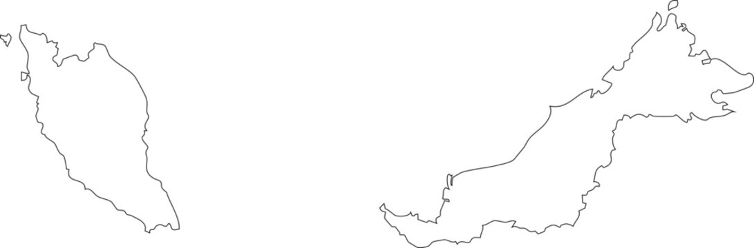 Malaysia Map Isolated Outline Stroke Vector Map Editable