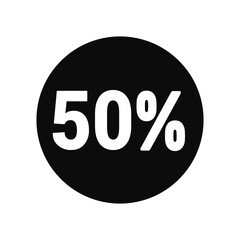 discount 50% icon vector black circle with white text
