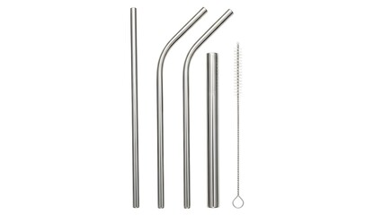 Elegant metal straws with a cleaning brush for eco-friendly drinking