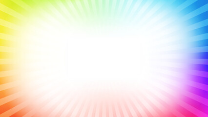 Vibrant Abstract Rainbow Sunburst Background with Bright White Center Copy Space for Universal Celebration or Happy Summer Template