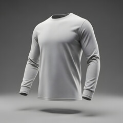 Blank White Long Sleeve T-Shirt Mockup for Apparel Design and Branding Presentation
