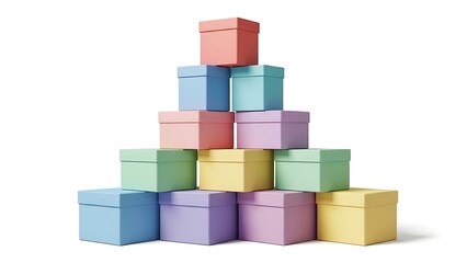 Obraz premium Colorful Stacked Gift Boxes on White Background.