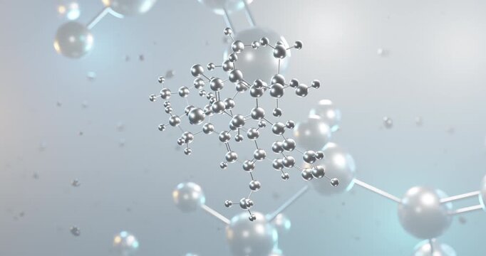 Sunvozertinib rotating 3d molecule, molecular structure of egfr inhibitor seamless video

