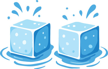 Two Ice Cubes Splashing in Water liquid refreshment