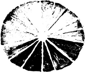 Black and white circle stencil illustration with geometric split design