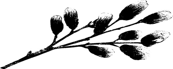 Black and white willow branch stencil art for natural design themes