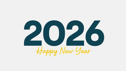 Happy New Year 2026 elegant typographic design. Vector illustration for a festive greeting card, holiday banner, or celebration poster