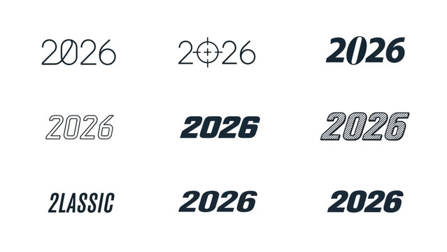 A versatile collection of 2026 number logos and typographic styles for new year celebrations and creative design projects