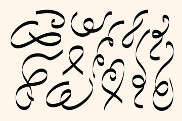 Graceful flowing line ornaments for elegant stationery, wedding layouts and refined branding