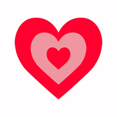 Red Pink heart icon. Happy Valentines Day. Cute Love sign symbol. Simple shape. Greeting card, sticker, invitation template. Cute graphic object. Flat design. Isolated. White background. Vector