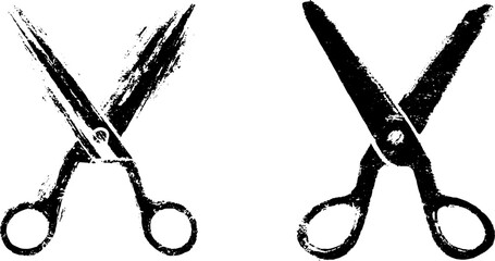 Fototapeta premium Black and white stencil art of scissors for craft and design projects