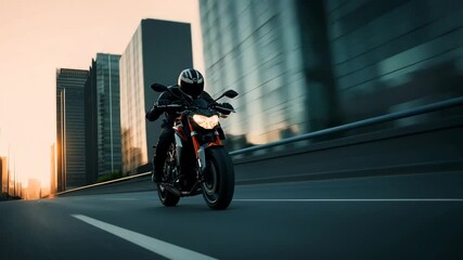 Motorcycle Rider On Urban Road At Sunset With Motion Blur Background
- Powered by Adobe