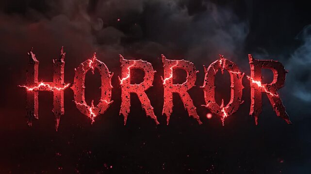 Horror Movie Title Sequence with Fiery Text and Dark Smoke.