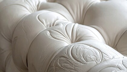 Fototapeta premium Close-up of a Luxurious White Tufted Mattress.