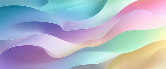 Abstract, flowing ribbons in vibrant, pastel colors and wave-like forms