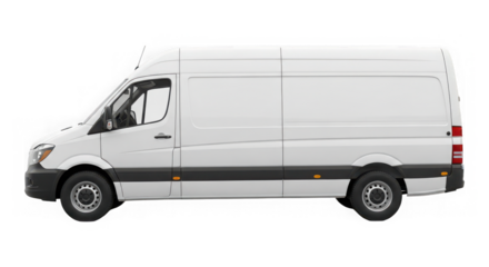 White delivery van isolated on a transparent background