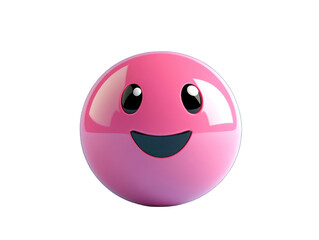 Fototapeta premium A Cheerful Pink Emoticon with Glossy Finish on Transparent Background